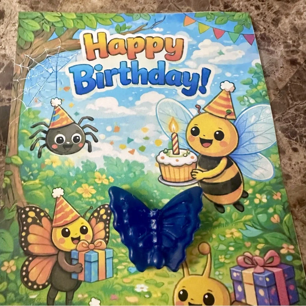 Handmade Bug Themed Crayon Birthday Card NEW